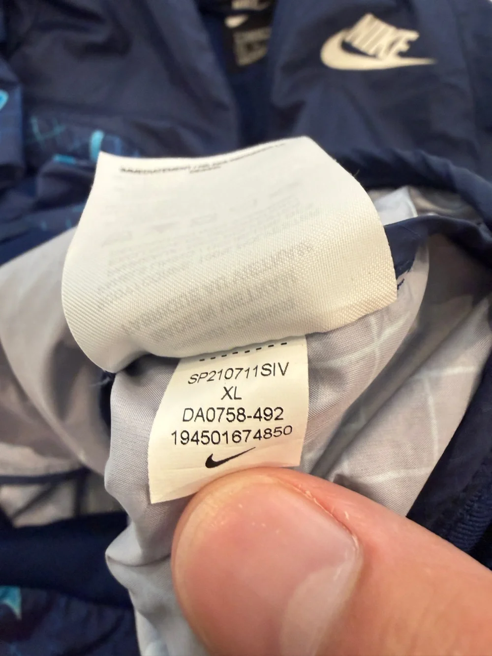 Nike Navy Windbreaker Jacket with White Swoosh Tag